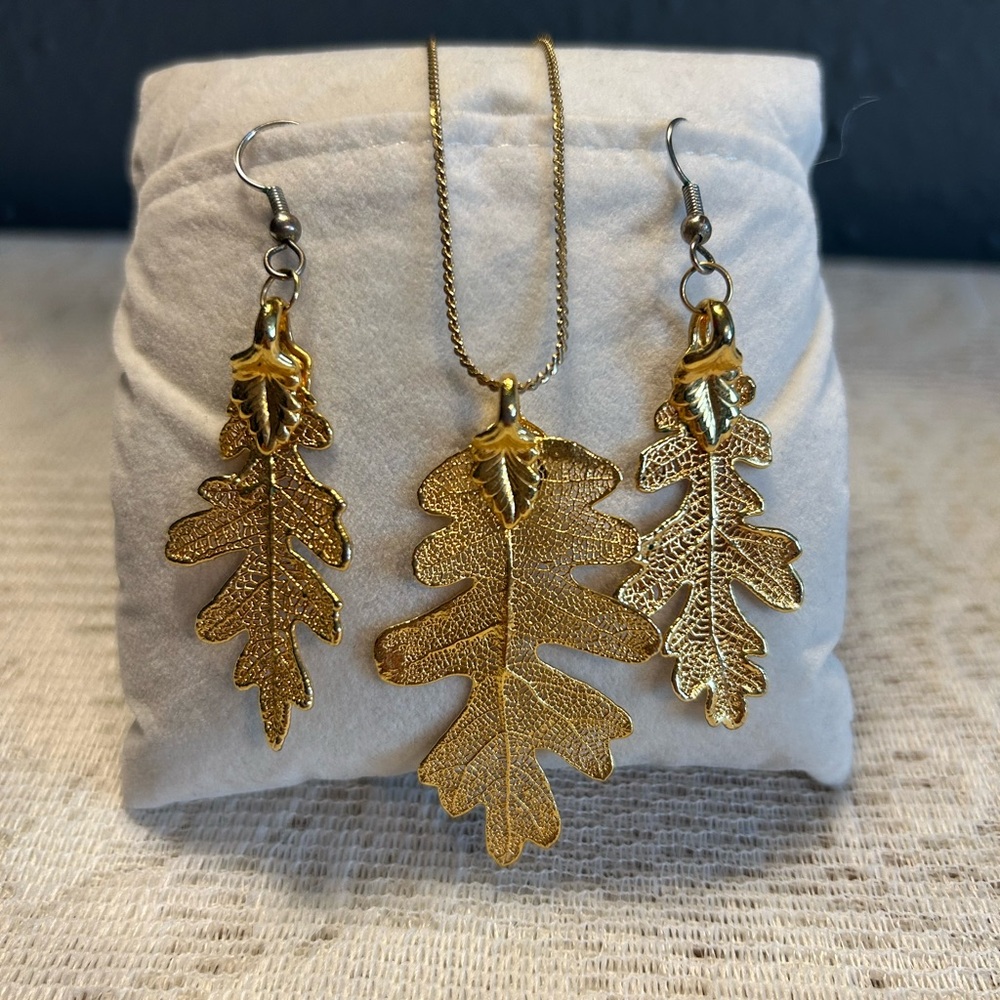 10K Gold Leaf Jewelry Set